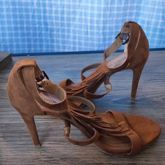 Christian Siriano For Payless heel sandals tassel brown suede women's size 8 - Picture 5 of 14